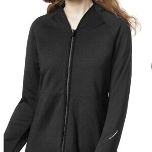 WonderWink Scrub Jacket 4-Pocket Fleece Warm Up Modern Fit, Black
